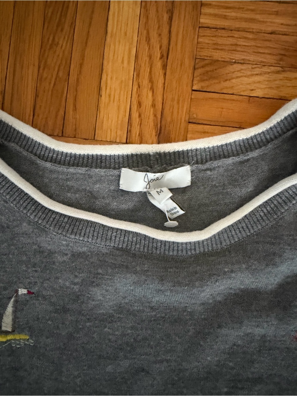 Joie Gray Embroidered Travel Motif Crewneck Sweater - Picture 2 of 2